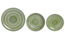 DKD Home Decor Set de Vajilla Mandala Verde de 18 Piezas en Porcelana