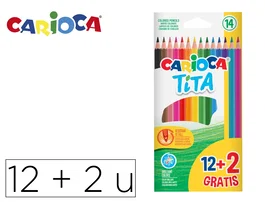 Carioca Lápices de Colores Tita Hexagonal 14 Unidades Colores Surtidos (12 + 2 Gratis)