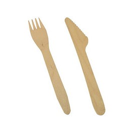 PAPSTAR Set de cubiertos desechables de madera para 250 personas