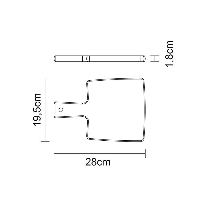 Tramontina Tabla para Cortar y Servir en Madera Teca FSC con Mango, Rectangular, 19.5 x 18.5 x 1.8 cm