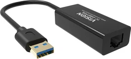 Vision TC-USBETH/BL Adaptador USB a Ethernet Fast Ethernet 10/100/1000 Mbps, Negro, Chip Realtek, Compatible con Mac y Windows