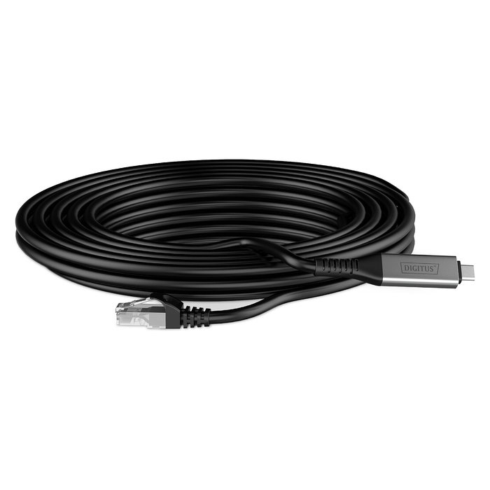 Digitus Cable Ethernet USB-C a RJ45 Cat6a S/FTP, 3 m, Negro, 1 Gbit/s, Plug & Play