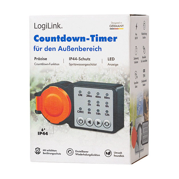 LogiLink Interruptor de tiempo con temporizador de cuenta regresiva para exteriores LogiLink Interruptor de tiempo con temporizador de cuenta regresiva para exteriores