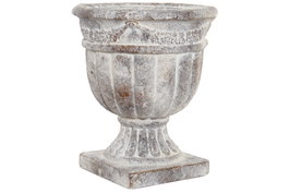 DKD Home Decor Macetero de Fibra de Vidrio Envejecido Gris 32x32x37 cm