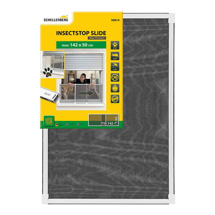 Schellenberg Mosquitera con marco extensible, malla aluminio, blanco, 75-142 x 50 cm Schellenberg Mosquitera con marco extensible, malla aluminio, blanco, 75-142 x 50 cm