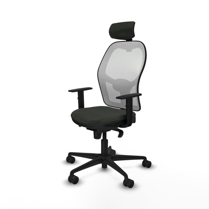 Silla de oficina Jorquera con mecanismo Sincro tapizada con Tela color Negro y malla color Blanco. Equipada con lumbar 1D, Brazos 1D, Cabecero 2D y Ruedas 65mm nailon Silla de oficina Jorquera con mecanismo Sincro tapizada con Tela color Negro y malla color Blanco. Equipada con lumbar 1D, Brazos 1D, Cabecero 2D y Ruedas 65mm nailon