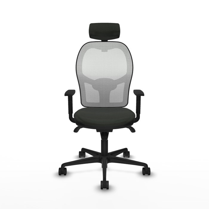 Silla de oficina Jorquera con mecanismo Sincro tapizada con Tela color Negro y malla color Blanco. Equipada con lumbar 1D, Brazos 1D, Cabecero 2D y Ruedas 65mm nailon Silla de oficina Jorquera con mecanismo Sincro tapizada con Tela color Negro y malla color Blanco. Equipada con lumbar 1D, Brazos 1D, Cabecero 2D y Ruedas 65mm nailon