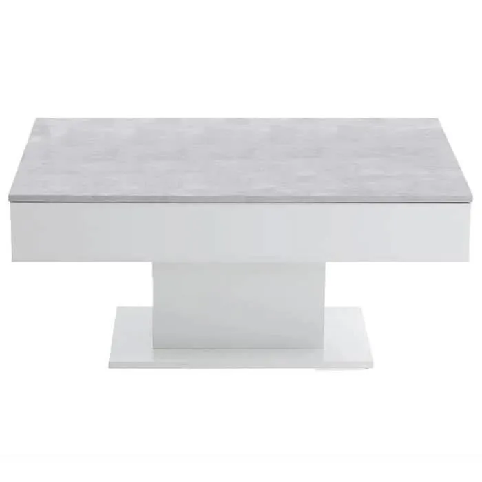 FMD Mesa Centro Bicolor Tapa Corrediza LA Gris Hormigón Blanco Brillante FMD4029494116864 L100 x H46,1 x D65 cm Fabricada en Alemania