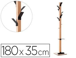 Paperflow Perchero Madera Haya 8 Colgadores con Paraguero Negro Altura 180 cm