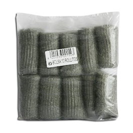 AKRON Lana de acero Nº 00, bolsa de 10 rollitos para fontanería