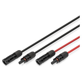Digitus Cable Solar Extensión de 1 m, 6 mm², Conector MC4 (Mach-Hemb), 1500 V DC, Resistente a UV y Clima, Incluye 2 Cables (Negro y Rojo)