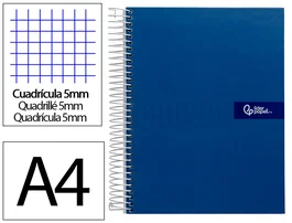 Liderpapel Cuaderno Espiral Micro Crafty A4 120 Hojas Cuadro 5mm Azul