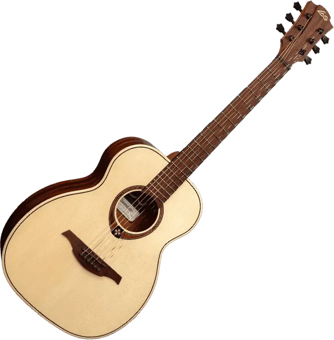 LAG Guitarra Acústica Lâg Travel Spruce Natural Folk Tapa Abeto Engelmann Macizo Fondo Y Aros Caoba Brillante 6 Cuerdas