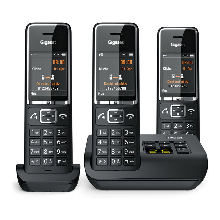 Gigaset COMFORT 550A trio teléfono inalámbrico DECT con contestador automático - Negro/Cromo