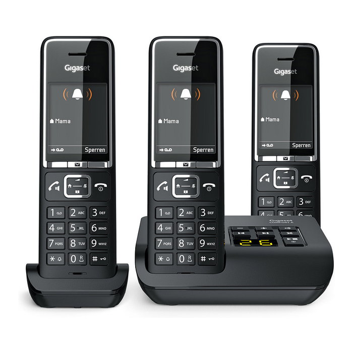 Gigaset COMFORT 550A trio teléfono inalámbrico DECT con contestador automático - Negro/Cromo