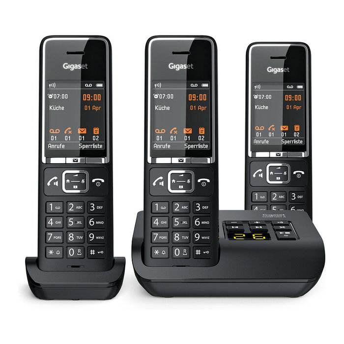 Gigaset COMFORT 550A trio teléfono inalámbrico DECT con contestador automático - Negro/Cromo