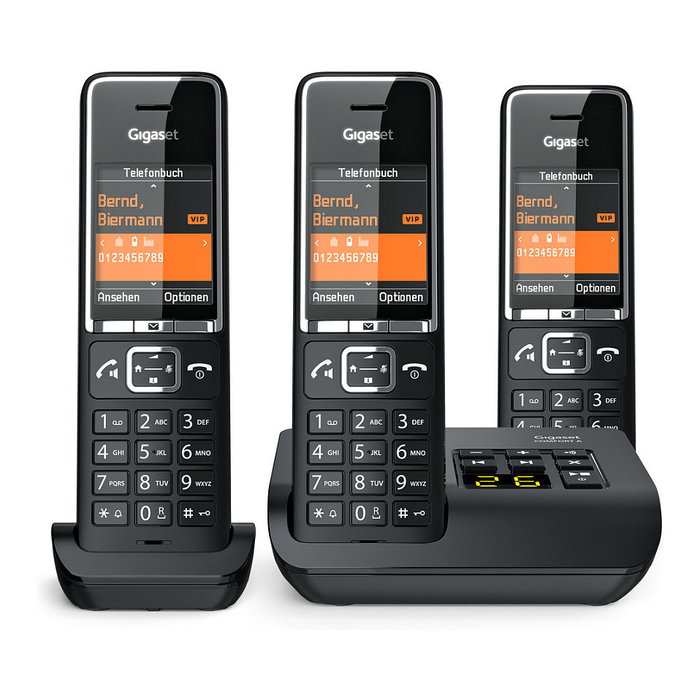 Gigaset COMFORT 550A trio teléfono inalámbrico DECT con contestador automático - Negro/Cromo