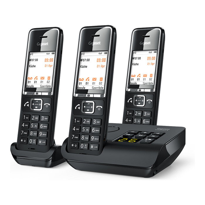 Gigaset COMFORT 550A trio teléfono inalámbrico DECT con contestador automático - Negro/Cromo