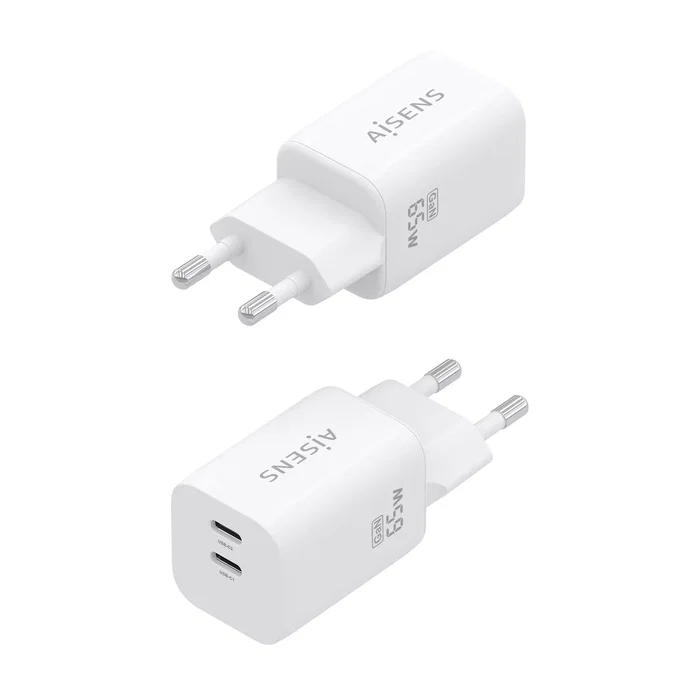 Aisens Cargador GaN 65W con 2x USB-C PD3.0 QC4.0 Blanco Aisens Cargador GaN 65W con 2x USB-C PD3.0 QC4.0 Blanco