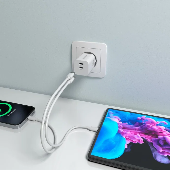 Aisens Cargador GaN 65W con 2x USB-C PD3.0 QC4.0 Blanco Aisens Cargador GaN 65W con 2x USB-C PD3.0 QC4.0 Blanco