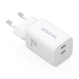 AISENS - CARGADOR GaN 65W, 2xUSB-C PD3.0 QC4.0, BLANCO