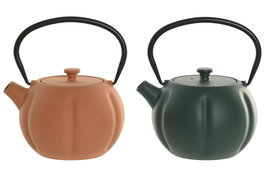 DKD Home Decor Tetera Oriental Naranja Verde Hierro Colado/Inox 12.3 x 16.5 x 14.5 cm (2 Unidades)