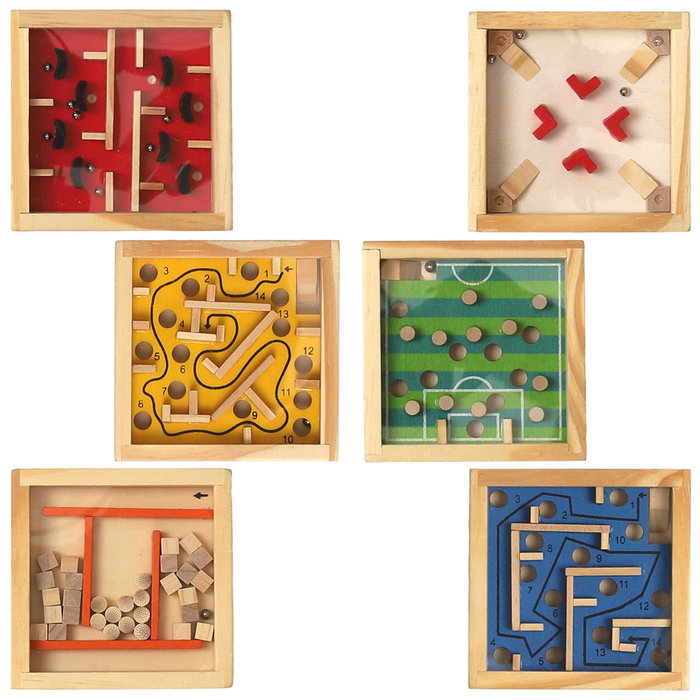 Mister Gadget Juego Laberinto Colección Vintage De Madera Para Niños Y Adultos 9x9x2.5 Cm