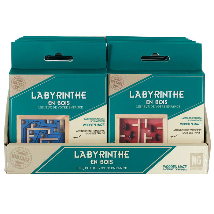 Mister Gadget Juego Laberinto Colección Vintage De Madera Para Niños Y Adultos 9x9x2.5 Cm