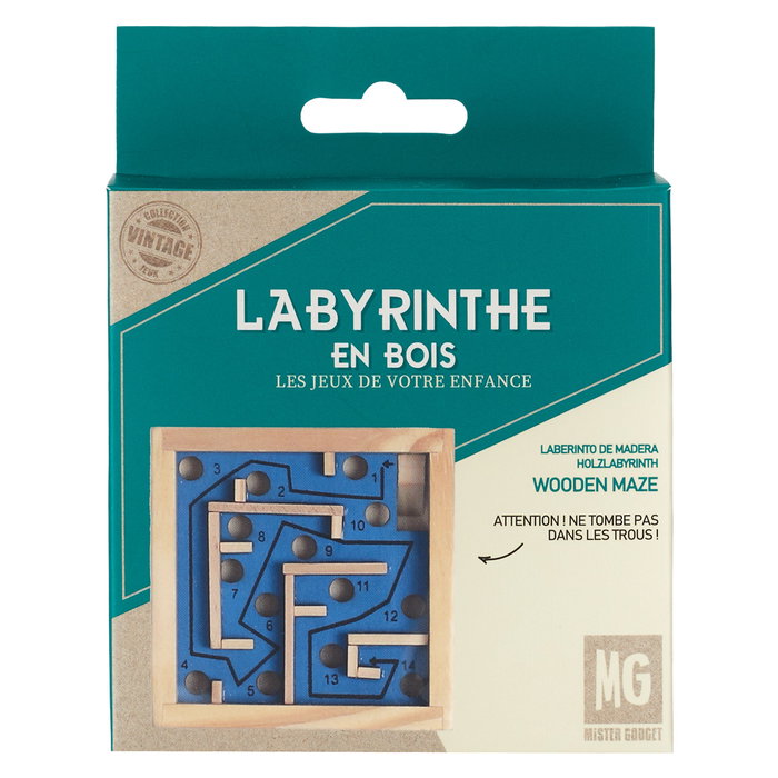Mister Gadget Juego Laberinto Colección Vintage De Madera Para Niños Y Adultos 9x9x2.5 Cm