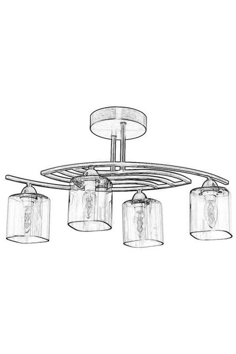 Opviq AV-1374-4E Lámpara de Araña de Metal y Cristal, Color Envejecido Cobre, 4 x E14 Max 4W, 63 x 30 cm
