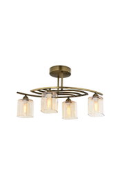 Opviq AV-1374-4E Lámpara de Araña de Metal y Cristal, Color Envejecido Cobre, 4 x E14 Max 4W, 63 x 30 cm