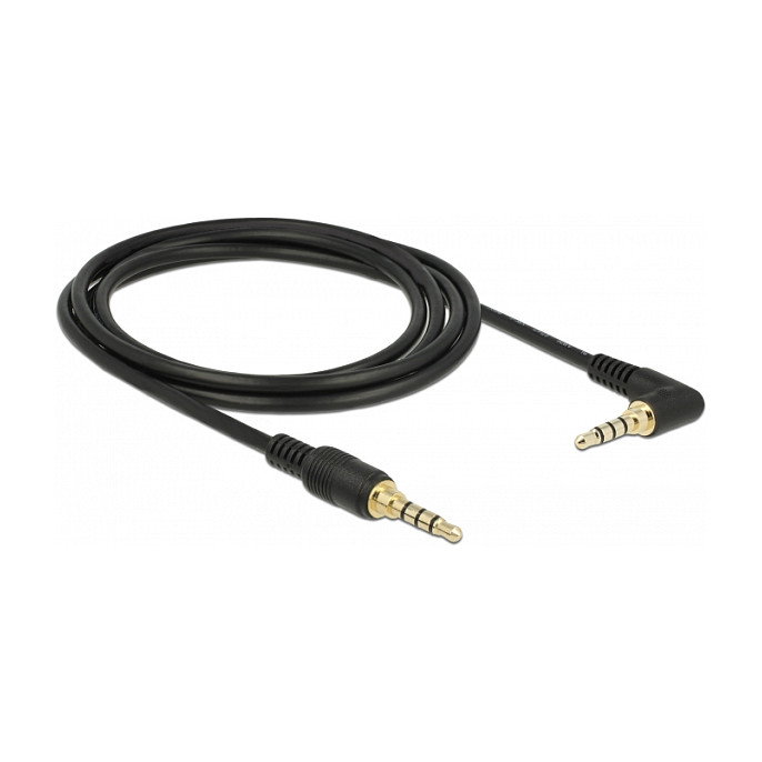 DeLOCK Cable de audio 85613 de 3,5 mm con conector angular, 2 m, negro
