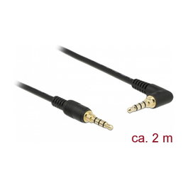 DeLOCK Cable de audio 85613 de 3,5 mm con conector angular, 2 m, negro