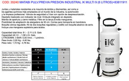 Ik Pulverizador Industrial Multi 9 de 6 l
