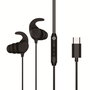 Conceptronic Brendan05B Auriculares In-Ear USB-C con Micrófono, Sonido Hi-Fi, Ganchos de Silicona, Cable 1.2m, Negro