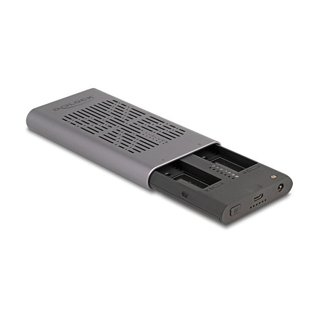 DeLOCK Caja externa USB para 2 x M.2 NVMe PCIe, USB Tipo-C, Gris