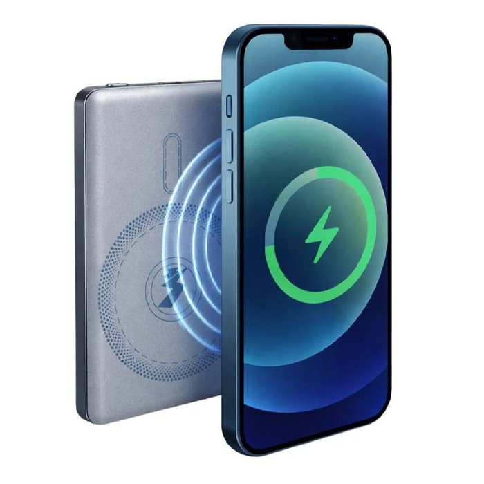 Grundig Powerbank 5000 mAh Ultrafino con MagSafe - Batería Portátil Recargable