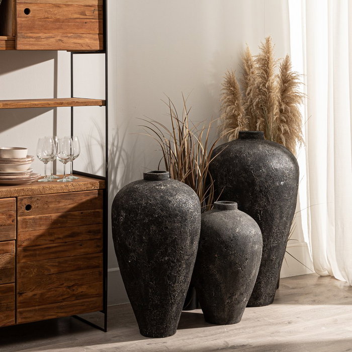 Jarrón Gris Terracota Decoración 38 X 38 X 60 cm