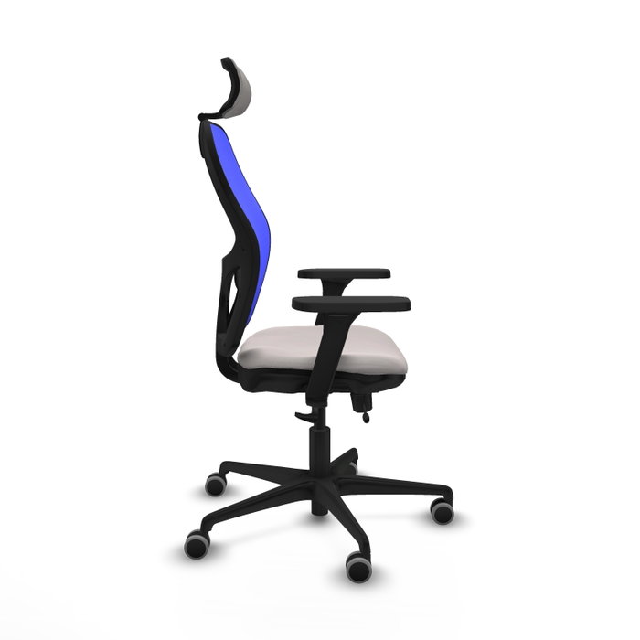 PIQUERAS Y CRESPO Silla de oficina Jorquera con mecanismo Sincro/Traslack, Blanco y Azul