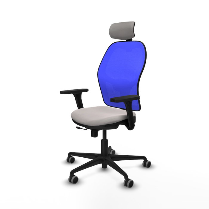 PIQUERAS Y CRESPO Silla de oficina Jorquera con mecanismo Sincro/Traslack, Blanco y Azul