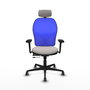 PIQUERAS Y CRESPO Silla de oficina Jorquera con mecanismo Sincro/Traslack, Blanco y Azul
