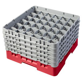CAMBRO - 36S958-163 - Cesta de lavado 36 comp. 5 alturas - 7,2 cm Ø máx. - alt. máx. 25,8 cm - 50 x 50 x 30,8 cm - Rojo