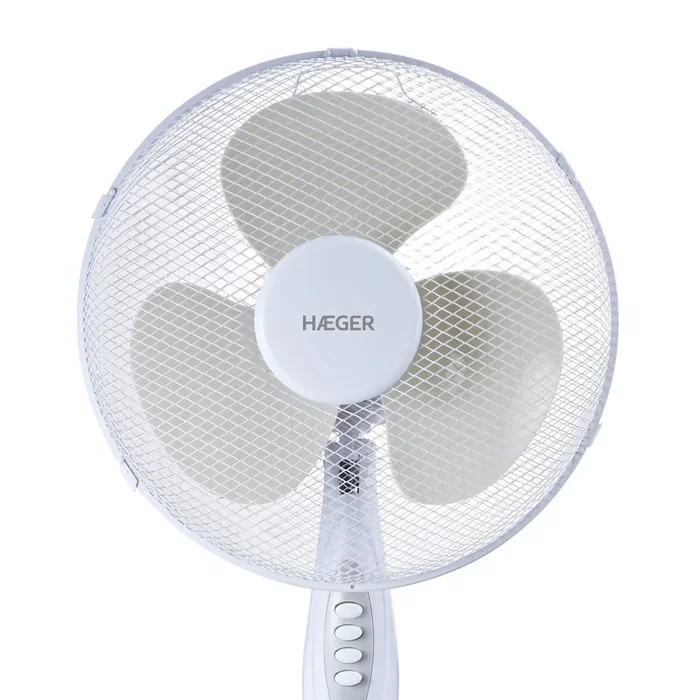 Haeger Ventilador de Piso 40 cm SF-16W.011A Blanco - 3 Velocidades, 4462.2 m³/h, 130 cm de Altura Ajustable