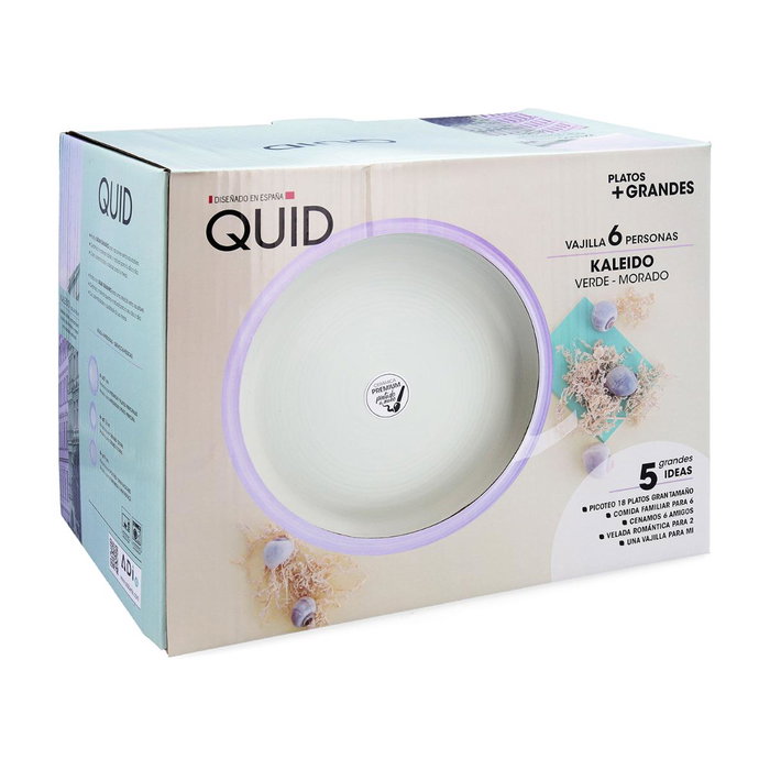 Quid Vajilla de Cerámica Kaleido 18 Piezas Verde Morado