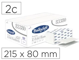 Ofyhostel Toalla Engarzada Bulkysoft Premium Fold Gofrada 2 Capas Plegado Z 215 x 80 mm Papel Secamanos