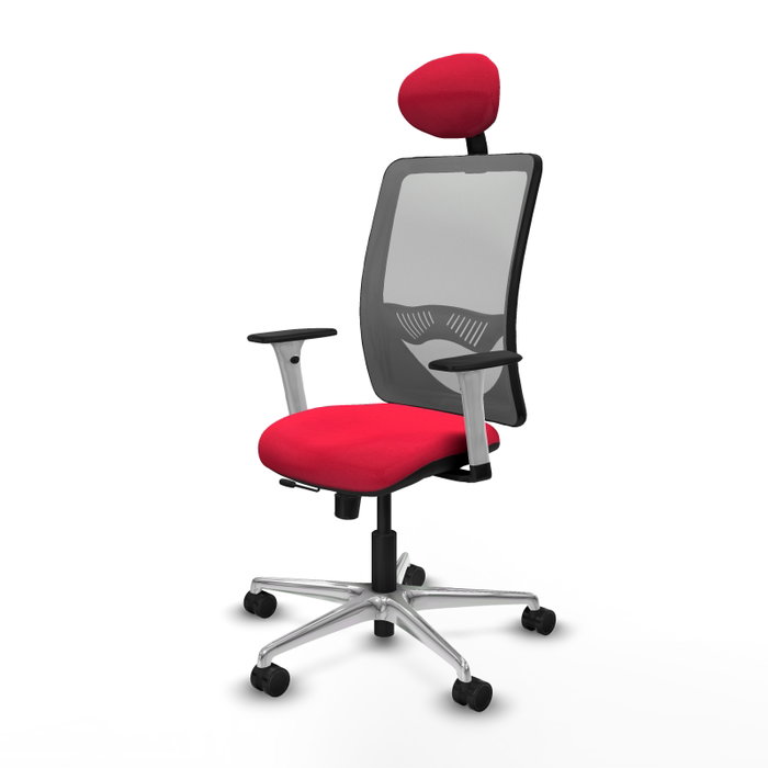 PIQUERAS Y CRESPO Silla de oficina Zulema con mecanismo Sincro/Traslack, Tapizado Rojo y Malla Gris PIQUERAS Y CRESPO Silla de oficina Zulema con mecanismo Sincro/Traslack, Tapizado Rojo y Malla Gris