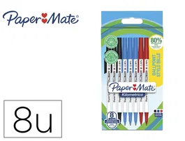 Papermate Bolígrafo Kilométrico Punta 1 mm Plástico Reciclado 80% Blister 6 Unidades Negro