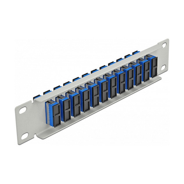 DeLOCK 10' Panel de Conexión Fibra Óptica Patchpanel 12 Puertos SC Duplex Azul 1U Rack Montaje