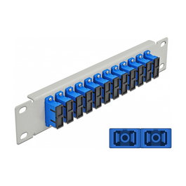 DeLOCK 10' Panel de Conexión Fibra Óptica Patchpanel 12 Puertos SC Duplex Azul 1U Rack Montaje