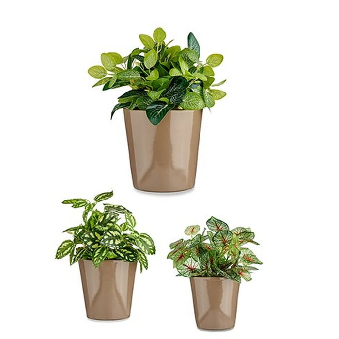 Ibergarden Set de 3 Macetas de Cerámica Cónica Taupe Ibergarden Set de 3 Macetas de Cerámica Cónica Taupe